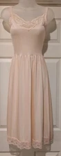 Vtg Vanity Fair Bright Lines Slip Dress Sz 34 Sea Pearl Pink Gown w/ Lycra Bust