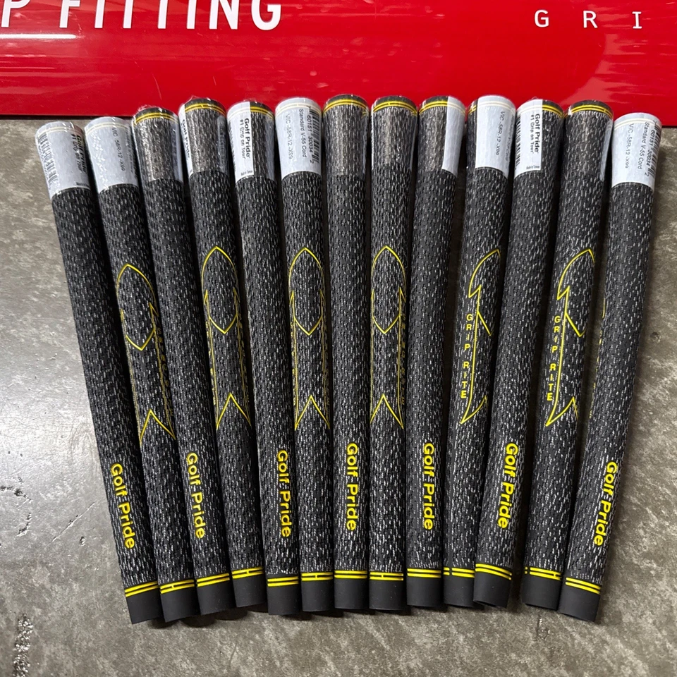 13 BRAND NEW Golf Pride V55 Cord Standard Size Golf Grips Grip Black/Yellow 58R - Image 2 of 3