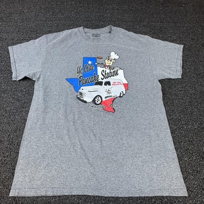 Ye Olde Pancake Station Shirt Mens Large Gray Amarillo Texas Diner Graphic Tee