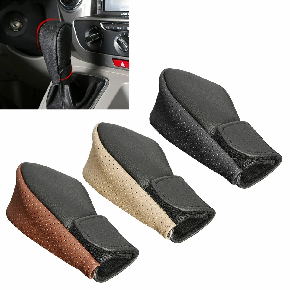 Protetor antiderrapante de freio de mão universal couro ecológico capa botão de mudança de engrenagem de carro - Imagem 4 de 4