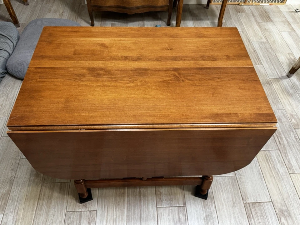 Linda mesa de jantar de madeira cerejeira removível expansor de folhas de mesa (2) - Imagem 3 de 4