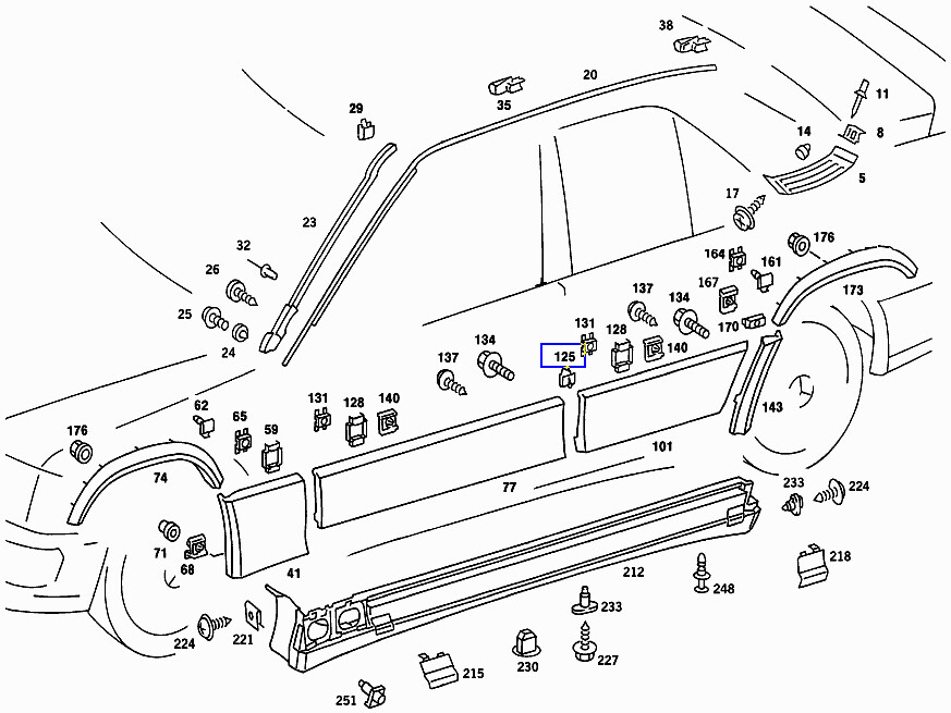 Mercedes-Benz W201 Body Door Trim Panel Moulding Clip Clamp