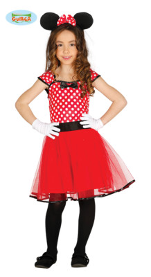 CARTOON Calotta In Feltro Per Bambina Con Orecchie Da Topo E Fiocco Rosso - Copricapo Per Carnevale, Costumi, Festa A Tema - Circonferenza 56 Cm