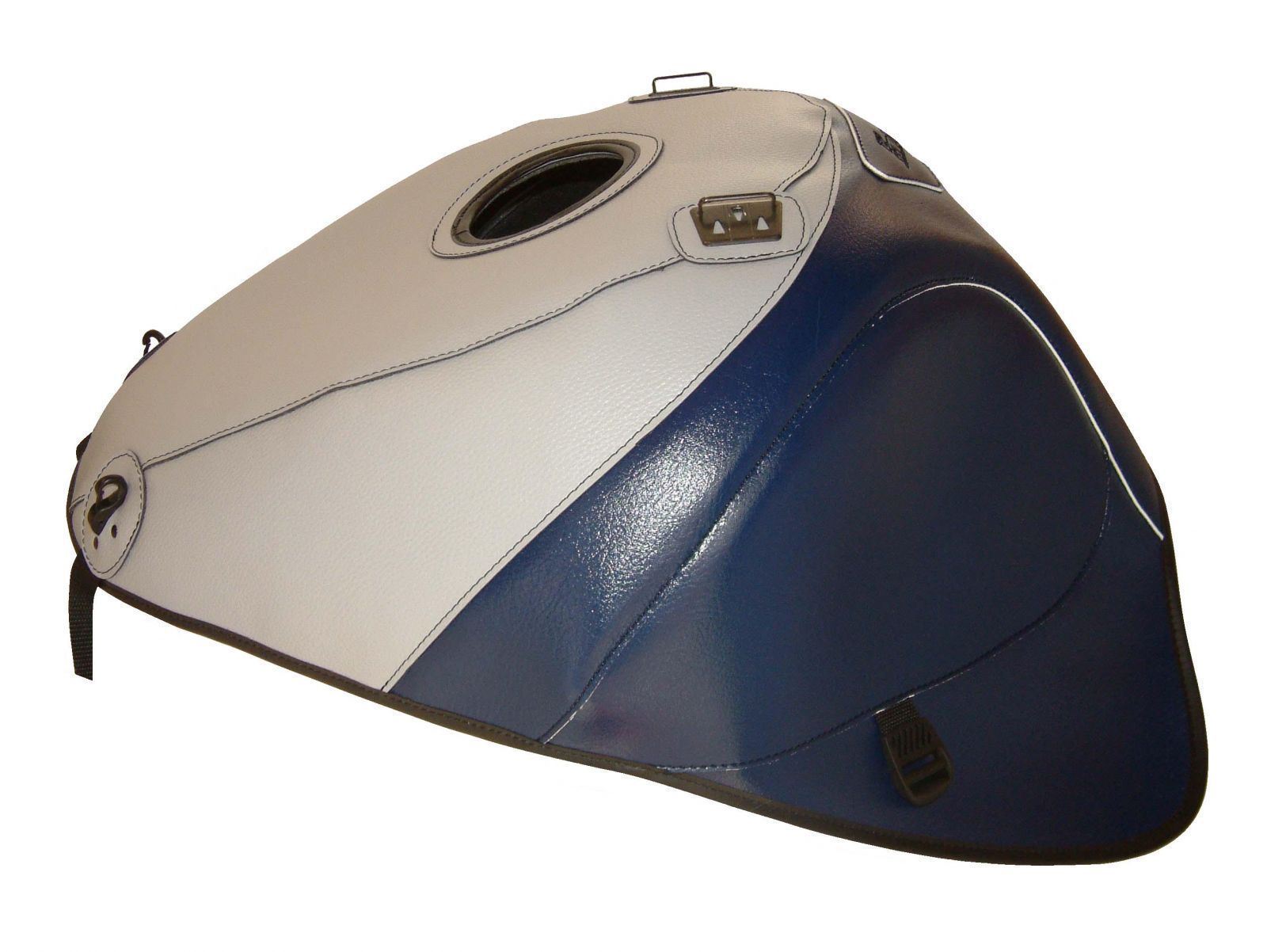 Tapis de réservoir cuir haut de gamme Top Sellerie bleu gris pour Suzuki GSX-R 1300 99-07