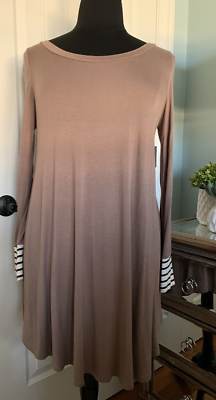 jersey knit tunic dress Khaki Cotton Oversized Tunic Dress: Long Sleeve Jersey Knit