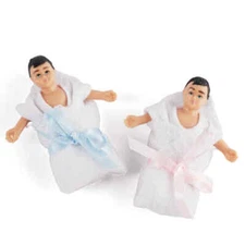 Factory Direct Craft Dollhouse Miniature Brunette Twin Babies