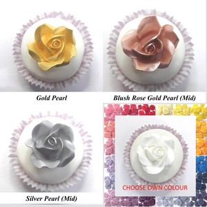 Rose Gold Silver Pearl Sugar Roses Cupcake Wedding Cake