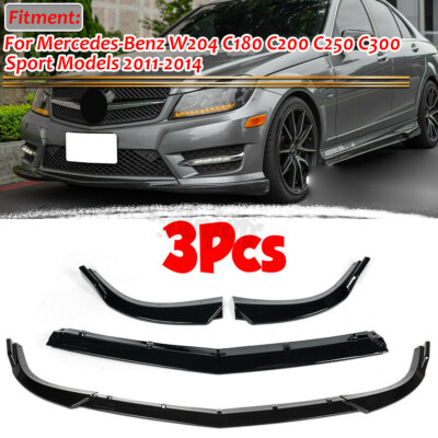 Gloss Black Front Bumper Splitter Spoiler For Mercedes W204 C Class Sport 12-14