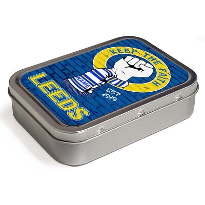 Personalised Leeds Tobacco Tin Football Retro 2oz Baccy Keep The Faith  KTF33