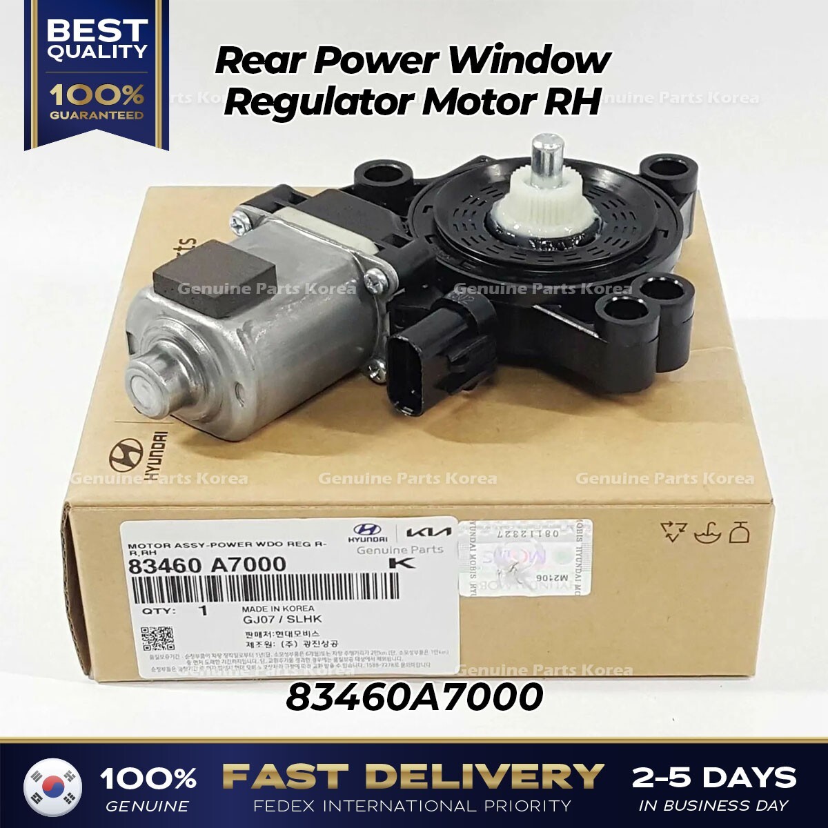 ⭐Genuine⭐ Rear Power Window Regulator Motor RH 83460A7000 for