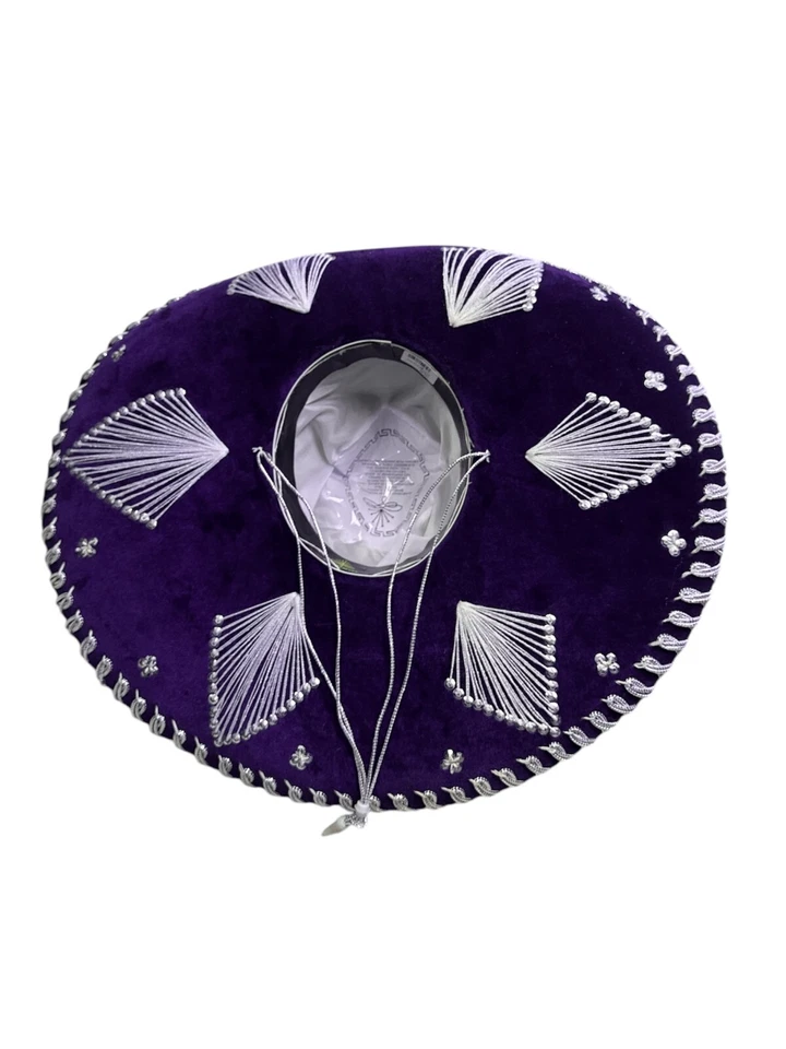 SOMBRERO MARIACHI MEXICANO, CHARRO, SOMBRERO, DISFRAZ, 22" TALLA ÚNICA, MORADO Foto 3 de 3
