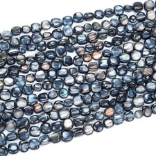 8-12MM Dark Blue Mother of Pearl Shell MOP Gemstone Pebble Nugget Beads D433