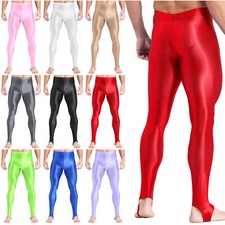 UK Men Pantyhose Workout Stockings Skinny Tights Oil Pants Gym Sports High Waist
