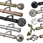 19mm Extendable Curtain Pole Complete Eyelet Metal Large Finials Copper Chrome