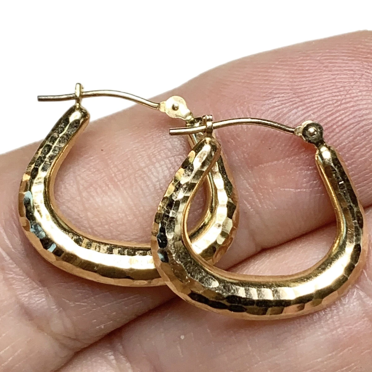 Vintage 14k Gold Hammered Hoop Earrings Fine Jewelry eBay