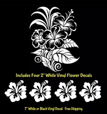 Tropical Hibiscus Flower 7" Indoor or Outdoor Vinyl Decal Window Walls Mirrors