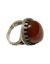 Natural Yemeni agate stone on 925 sterling silver Aqeeq men ring
