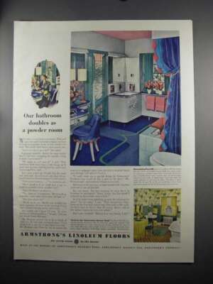 1951 Armstrong's Linoleum Floors Ad - Powder Room