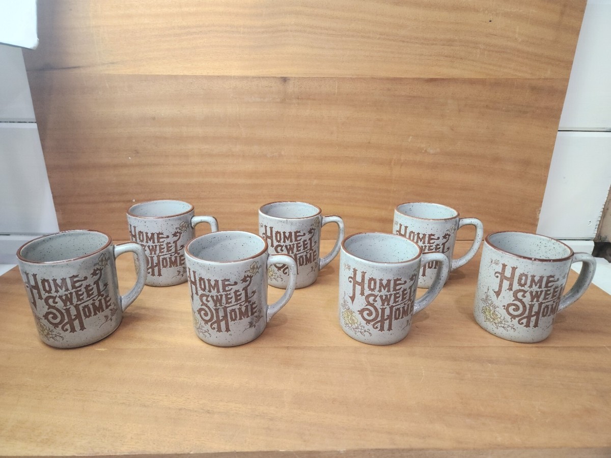 7 Vintage 1970s Ceramic Home Sweet Home Coffee Tea Mugs Cup Japan