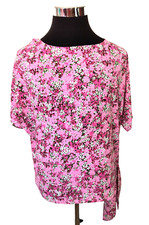 Michael Kors Blouse Women's Size Medium Multicolor Floral Pullover Side Bow Tie