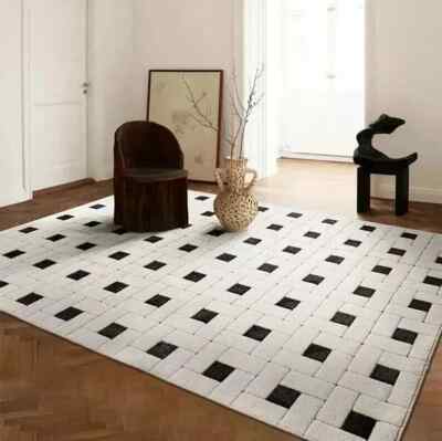 Hand Tufted Luxury Black White Handmade Rug 100% Nz Wool High Quality Design Rug