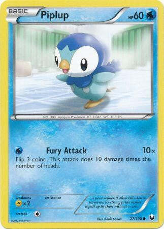 Pokemon Dark Explorers Common Card - Piplup 27/108