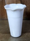 Vintage Hazel Atlas White Milk Glass Ribbed Fluted Jane Ray Style Vase 7”