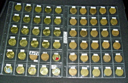 62 Loonies $1 Canada all different color no color coins collection 1987 - 2025