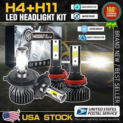 Durable 100W LED Headlight Bulbs Kit 6000K HB2(9003)+H8/H9 Super Bright White