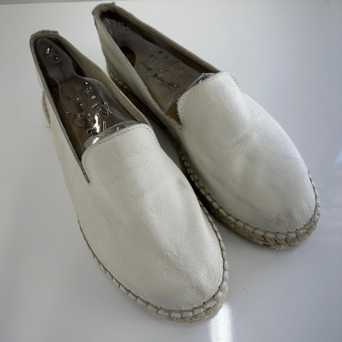 Free People Laurel Canyon Espadrille White Leather Womens Loafers 40 US 8.5 9