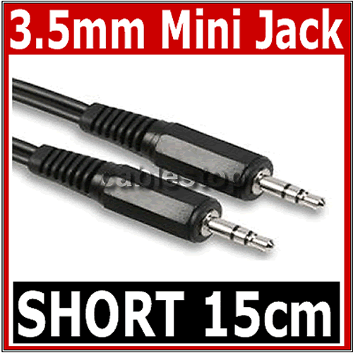 15cm Stereo Mini Headphone 3.5 mm Jack Plug to Plug Audio Cable Lead SHORT 0.15m