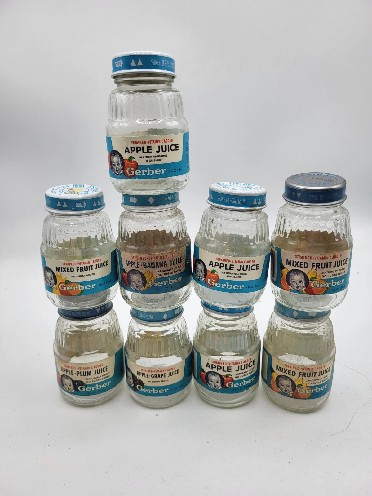 Lot of Vintage Gerber Baby Food Jars Bottles 1980s 1990s Juice Fruits Labels E
Opens in a new window