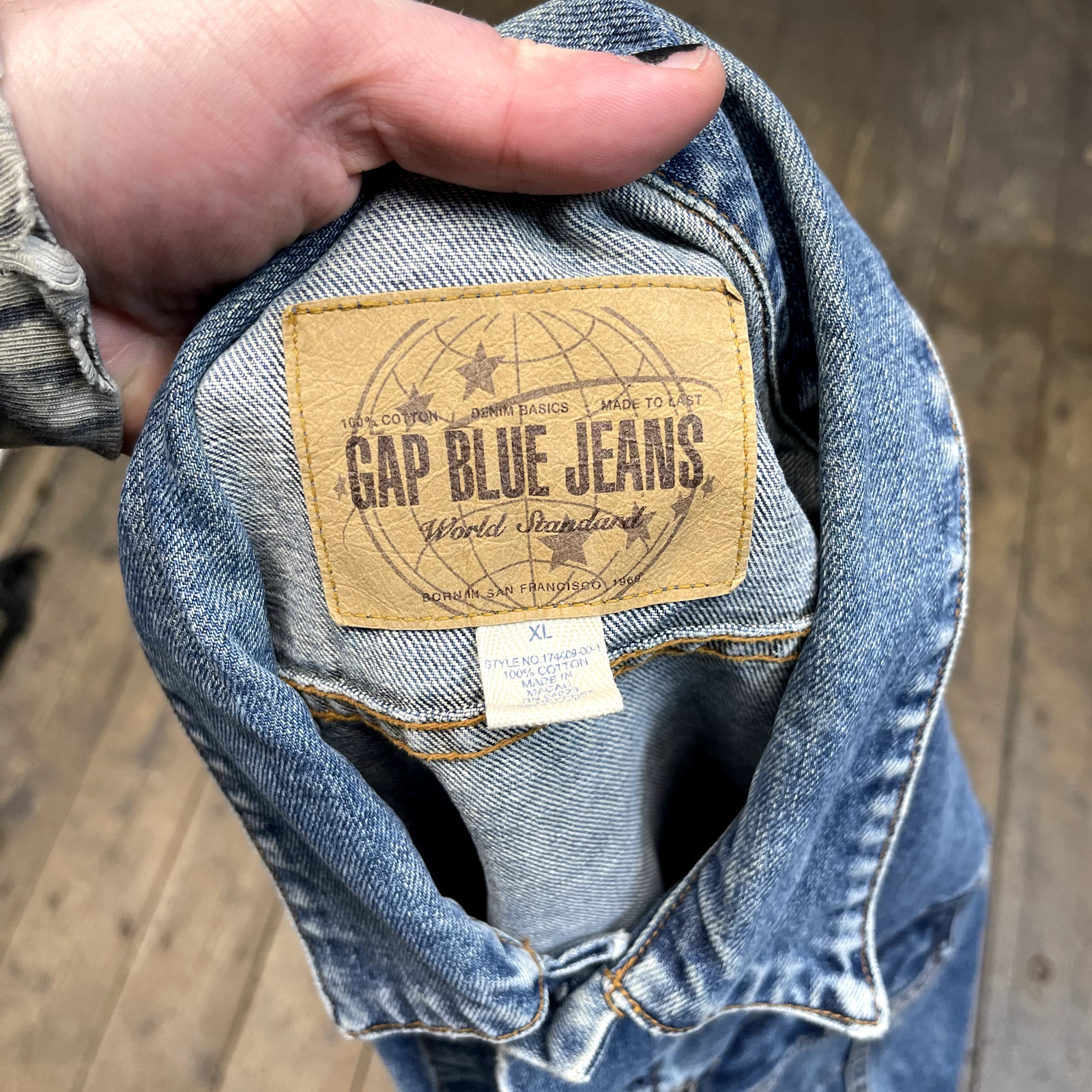 Gap Denim Jacket Mens Vintage Y2K Blue Jeans Trucker Coat, Blue, XL image 9