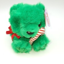 Puffkins Plush JINGLES Green Bear CandyCane 6670 SWIBCO Birthdate 12-15-97 NoS