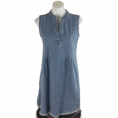 sleeveless denim shift dress