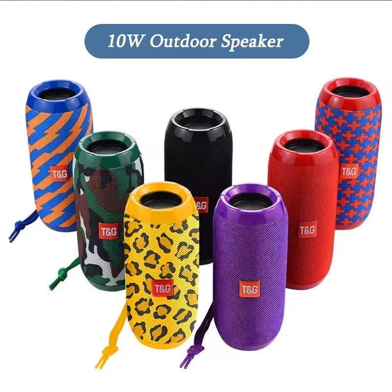 TWS Bluetooth Speaker with Dual Bass FM AUX TF Card Portable Outdoor Boombox-image