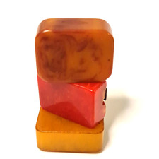 Lot of 3 Vintage Multicolor Bakelite Pencil Sharpener Art Deco Swirl Germany