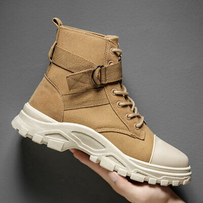 Injusticia mínimo Aumentar Botas Militares De Lona Para Hombres Zapatos Altos De Invierno Botines  Chelsea | eBay