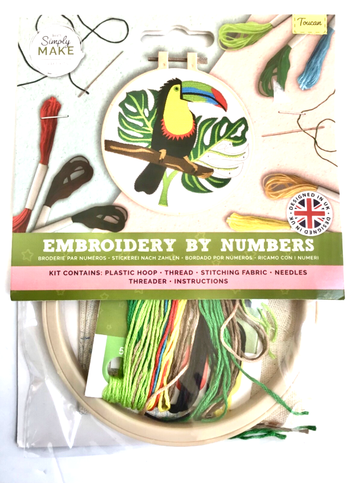 Simply Make 5"" Embroidery by Numbers Kit - Toucan