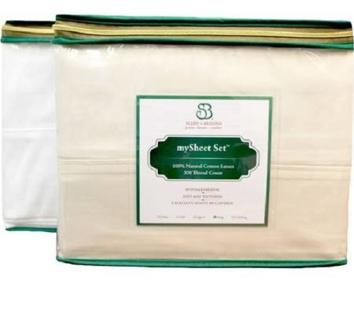 100% Cotton Sateen Bed Sheet Set Ivory Natural Eco All Sizes Sleep & Beyond