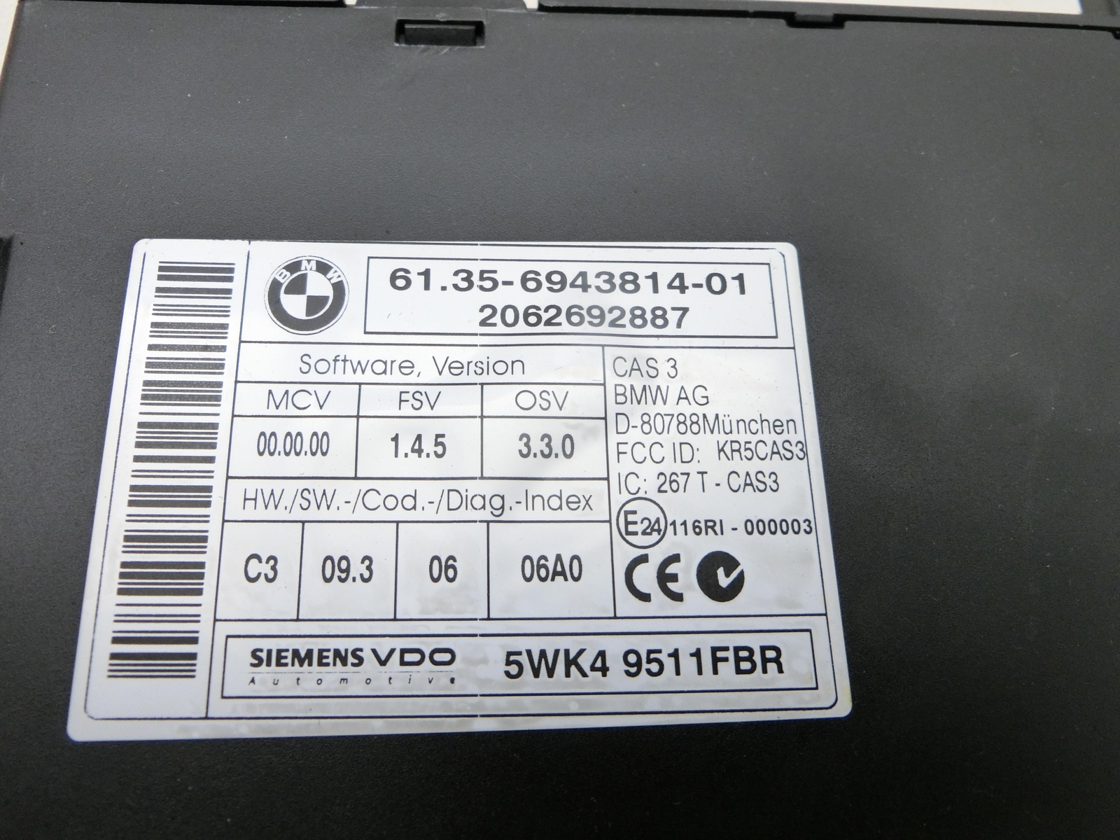 Immobilizer CAS3 for BMW E61 525d 04-07 6943814 61.35-6943814-01 