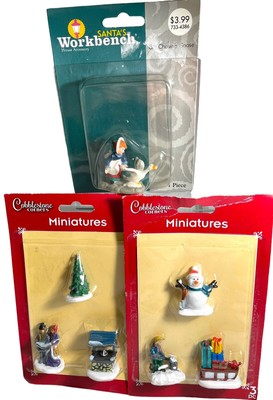 Christmas Miniatures Cobblestone Corners Santa s Workbench Lot Of 3 Packages
