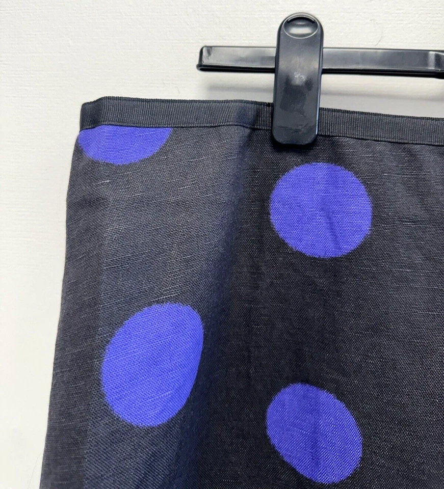 NEW! Laura Ashley UK20 dark grey / violet circles linen/cotton-blend lined skirt - Image 2 of 4