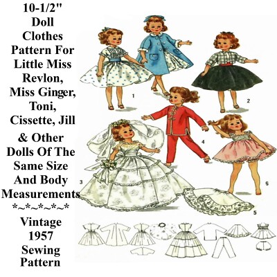 10-1/2'' Little Miss Revlon & Miss Ginger Doll Clothes Vintage Sewing Pattern