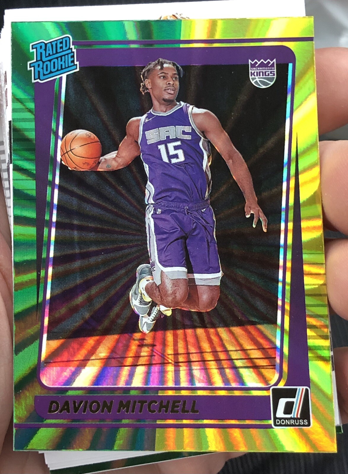 2021-22 Donruss Davion Mitchell Rated Rookie Green Yellow Laser #205 Mint