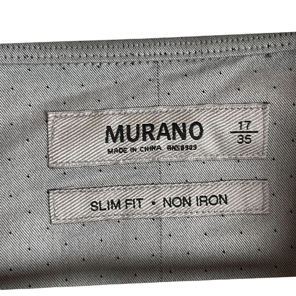 Camisa masculina Murano slim fit sem ferro tamanho 17/35 cinza preta bolinhas manga longa - Imagem 3 de 4