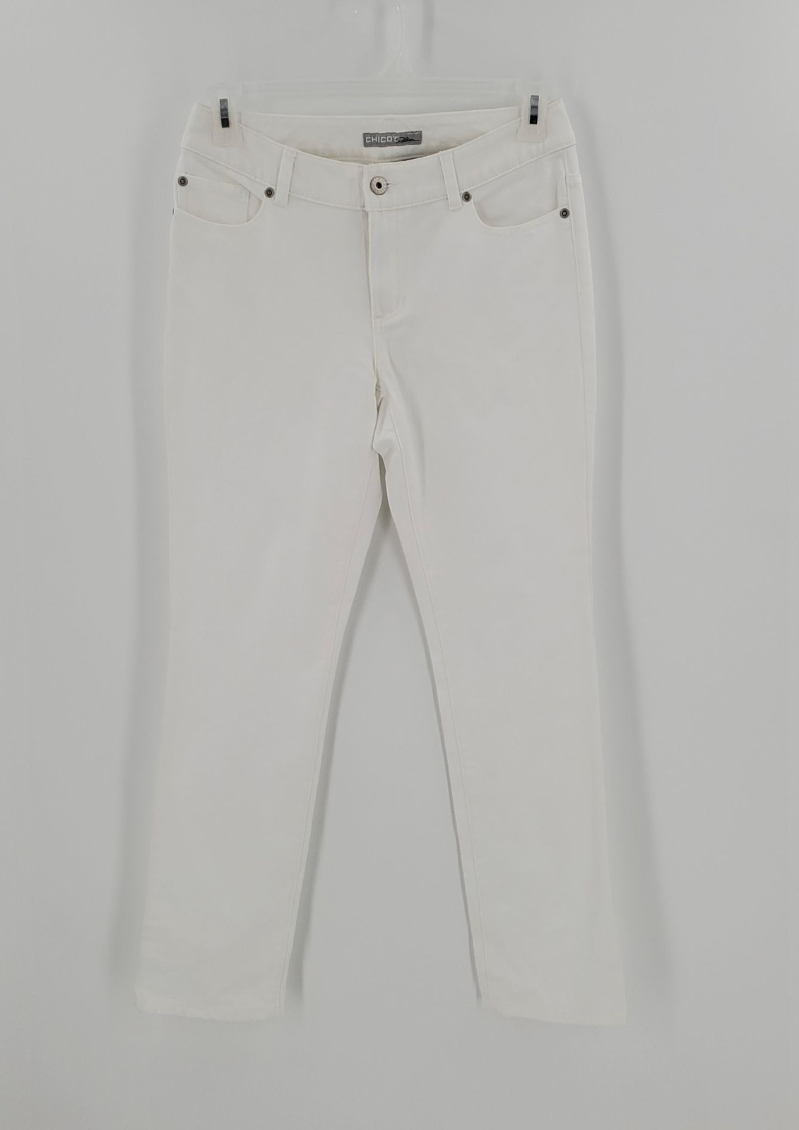 Chicos Platinum Jeans White Straight Leg Size 0 Regul… Gem