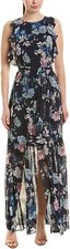 Vince Camuto Womens Floral Chiffon Ruffle Maxi DRESS SIZE 4 NEW NWOT