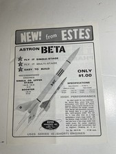Estes  Model Rocket New From Estes Astron Beta Pamphlet EX Catalog Rocketry