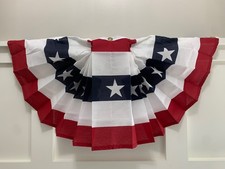 USA American Flag Bunting US Bunting Pleated Half Fan Banner 17" x 34"